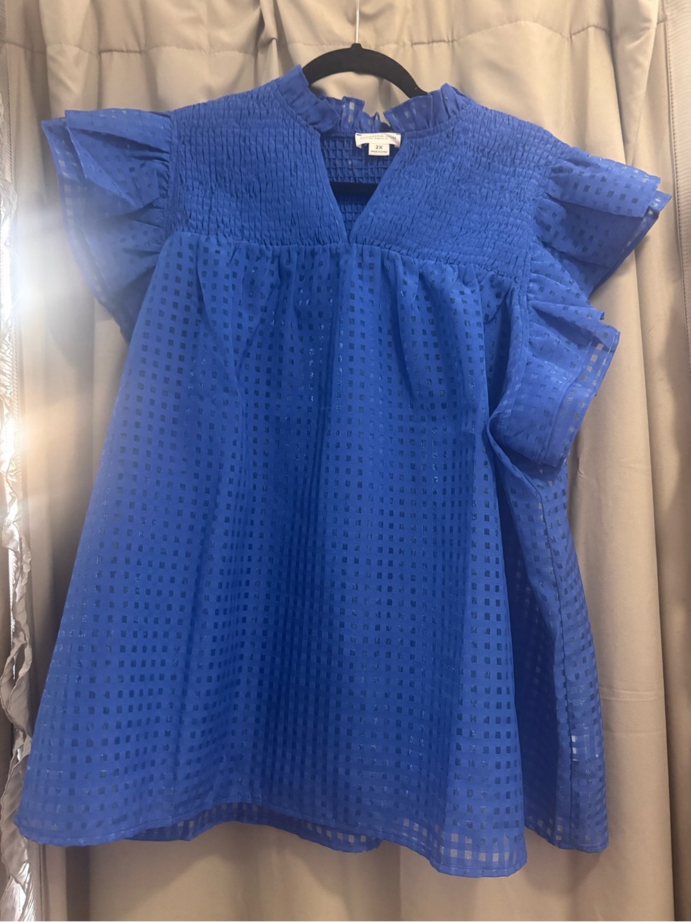 NWOT chic soul ' Royal Blue Eyelet Ruffle top
